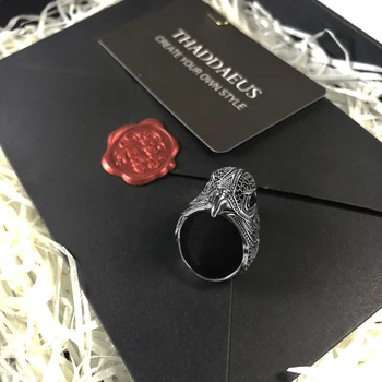 Елегантен коктейл пръстен Falcon от сребро 925 проба,модерен подарък за жени и мъже, Europe Eagle 2018 Fine Jewelry