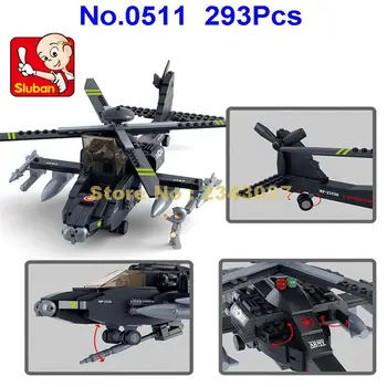 Sluban 293pcs military apache бойни самолети helicopter building block 1 играчка