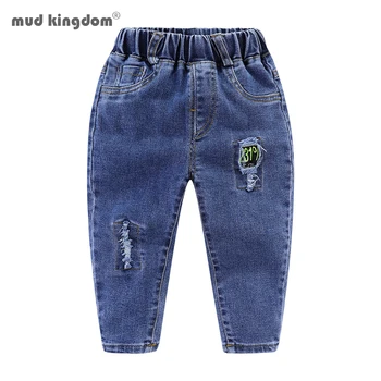 Mudkingdom Boys момиче Hole Jeans Pants памук нови ежедневни детски панталони Baby Toddler удобни детски дрехи деца