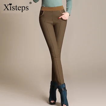 Xisteps топло кадифе разтеглив, гамаши 2020 нови есенно-зимни дамски панталони Дамски лоскутные тесни тесни панталони плюс размер S-6xl