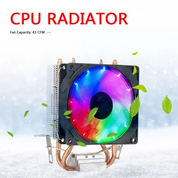 Нов 9 см CPU охлаждащ вентилатор 43CFM двойна медни топлинни тръби ултра безшумен led охладител охладител за десктоп компютър CPU вентилатора за охлаждане