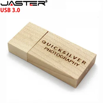 JASTER USB 3.0 дървени USB флаш памет Pendrive Memory Stick + подарък кутия 4GB 8GB 16GB 32GB 64GB U диск сватбен подарък безплатен потребителски лого