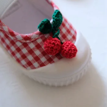Пролет Лято Момичета Квадратен Устата Обувки На Хлапето Childen Череша Плодове Грах Платно Обувки Дете Дете Деца Меки Дъното Апартамент