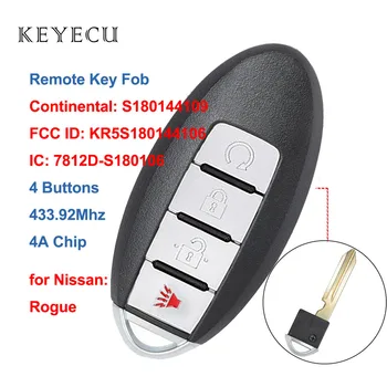 Keyecu S180144109 Remote Car Key Fob 4 бутона 433.92 Mhz 4A за Nissan Rogue 2017 2018 FCC ID: KR5S180144106, IC: 7812D-S180106