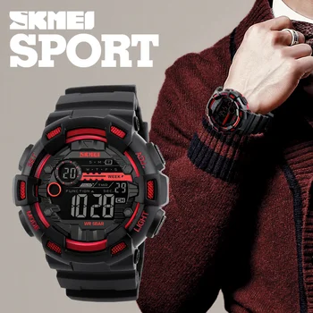 SKMEI мода, спортни мъжки часовници led дисплей двоен Време на 50 м водоустойчив часовник мъжки часовник Relogio Masculino Спорт на открито часовници
