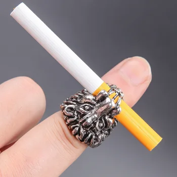 Лъвската глава бронзов/сребърен сплав безименния пръст ръчно багажник на притежателя на цигари за пушачи пушач мъжете подарък 18 мм, 19 мм