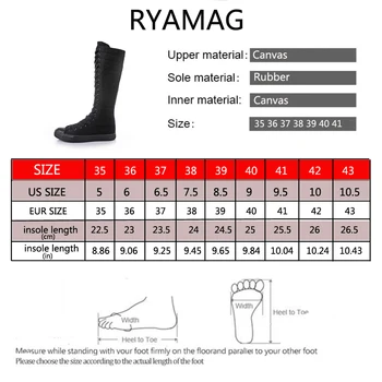 Ryamag 2021 нови дамски парусиновые ботуши дълги ботуши с цип обувки на равна подметка ежедневни висока горна чрез шнурове с цип и удобни маратонки Вулканизированные