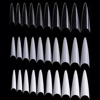 600 бр дълги заострени фалшиви съвети за изкуство на ноктите и френски ноктите фалшиви лепенки призрак остър акрилни фалшив ноктите инструмент прозрачен прозрачен бял
