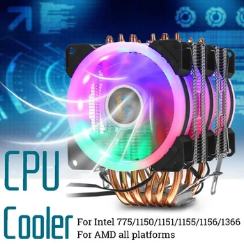 6 Heatpipes Cpu Cooler fan с RGB Dual-Tower радиатор 9 см вентилатора за охлаждане на радиатора, за Intel 775/1150/1151/1155/1156/1366 за Am