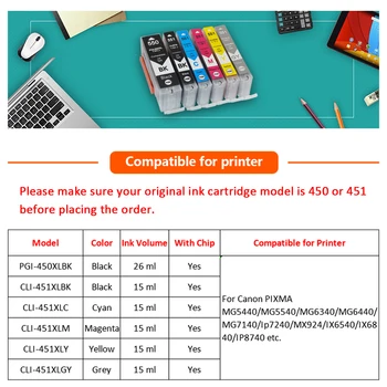 Xiangyu PGI 450 CLI 451 съвместима касета за canon 450 PGI-450 5440 MG5540 MG5640 MG6440 Ip7240 MX924 IX6540 IX6840