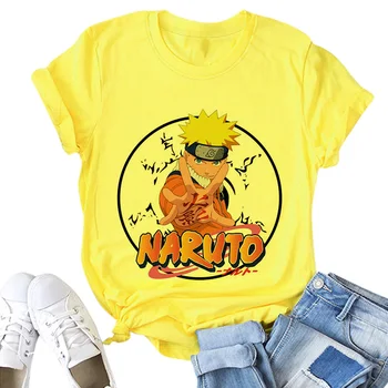 Наруто студио психоанализа Graphic Tees Women Kawaii Summer Tops Cartoon Yellow T Shirt Harajuku Hot Japanese Аниме Ulzzang Unisex T-shirt