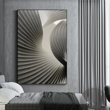 Абстрактен черно-бялото платно Живопис минималистичен светлина луксозни плакати и щампи стенни рисунки за декориране на дневната