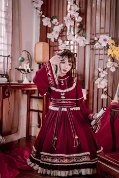 Чист стил студент Ханфу ретро сладка Лолита мека момиче елегантен викторианска печат Kawai момиче Лоли cos готик Лолита кимоно