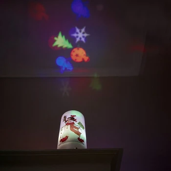 Беспламенная Коледна Свещ Проекторная Лампа, Въртяща Лека Нощ Проектор, Интересно Празнично Подарочное Украса, Снежен Човек