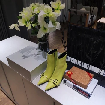 2020 зимните чехли на висок ток, ботуши с остри пръсти модни дамски обувки Sandalias 2020 лятна обувки за жени тънък ток