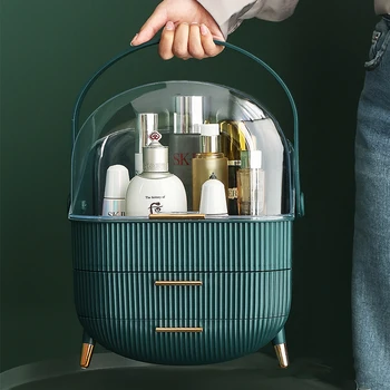 Организатор на грим, водоустойчив и прахоустойчив, козметичен органайзер Box напълно отворена кутията на дисплея грим,държач за грим Кутийка за баня