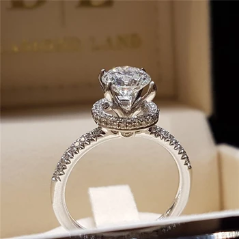 Сега S925 сребърен пръстен за жени Anillos 1 карата Циркон Bizuteria голяма разпродажба на оригинални Silver 925, бижута Пръстени кутия за жени