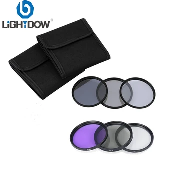 Lightdow 6 in 1 Lens Filter Kit UV+CPL+FLD+ND 2 4 8 49MM 52MM 55 58MM 62MM 67MM 72MM 77MM за обектива на камерата на Оръдието Nikon