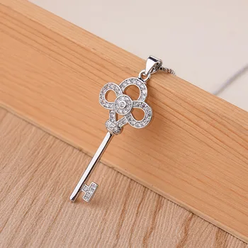 Bijoux Мода 925 Сребро Кристали, Висулка Ключ Колиета За Жени Сватбени Бижута
