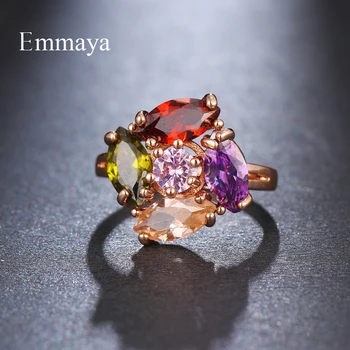 Emmaya Elegant Roung Ring With Colorful Cubic Circon For Women Charming Ornament In Fashion Party Очарователни Бижута
