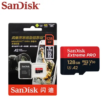 SanDisk Memory Card Extreme Pro Micro SD Card 256GB 128GB 64GB U3 V30 TF Карта до 170MB/s Flash Card 32GB камера за Drone