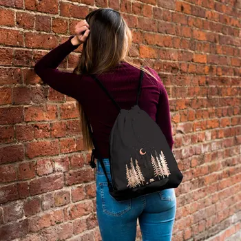 Кой се грижи естествен дантела чанта фитнес чанта 3D печат раница жени преносим търговски мода училище чанта за обувки