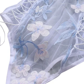 2021 New Women Set Секси Дантела Embroidery Print Bodysuit One-piece Suit for Honeymoon Wedding Anniversaries