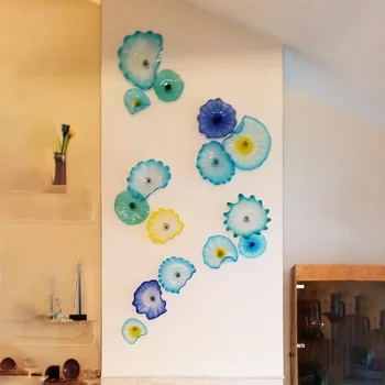 Съвременно Изкуство Виси Бластване Стъклена Плоча Монтиране На Украса Турски Муранские Цветни Стъклени Плочки Във Формата На Цвете
