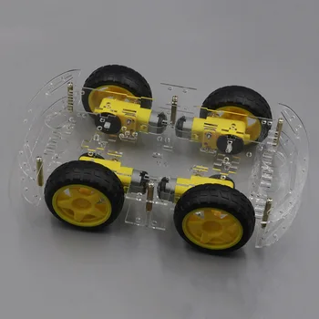 Smart car chassis 4WD car 4-wheel drive car Проследяване Obstacle car avoiding car Strong magnetic chassis