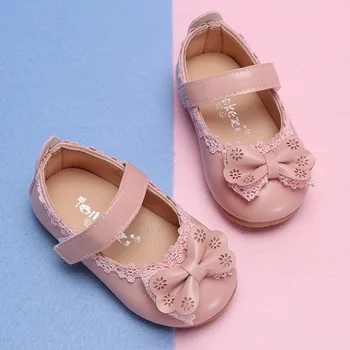 Обувки принцеси за момичета Нескользящая обувки за бебета и сандали с лък за деца детска празнична обувки, Детски обувки сватбени 1-8
