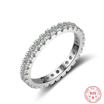 Истински диамантен пръстен от сребро 925 проба днешно годежен пръстен с бял диамантен пръстен за дамска мода скъпоценен камък Топаз Bizuteria бижута пръстени