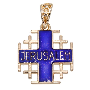 2 елемента популярен Иерусалимский кръст висулка колие може да бъде променен в зависимост от температурата на цвят медальон колие мъжете и жените Пенда