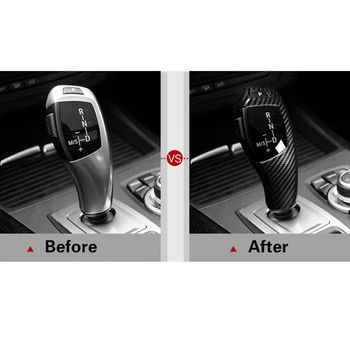 ABS Carbon Fiber Gear Shift Knob Cover Trim Left Hand Drive Car Interior Cover For BMW E60 E70 E71 5 Series и X5 X6