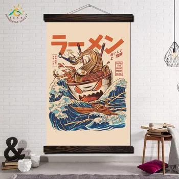 Големите Ramen Off Kanagawa Модерен Платно Печат На Плакат Стенни Живопис Scroll Живопис Art Wall Art Pictures Декорация На Дома