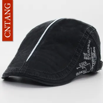 CNTANG 2020 мъжки ежедневни страна на писмо барети лято реколта памук Cap мода плоски шапки с марка очила шапки регулируеми високо качество