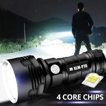 Led фенерче, Lumens High XLM-P70 е най-мощният фенер USB Акумулаторна батерия водоустойчива Ултра ярък фенер къмпинг ръчна лампа