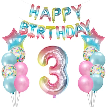 28 бр./лот 1 2 3 4 5 6 7 8 9st градиентный номер фолио балони цифров хелий балон на Baby Shower украса за рожден ден балон