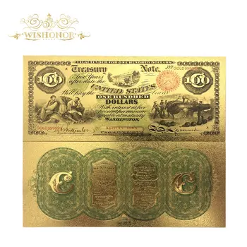 Сувенирни подаръци за 10 бр./лот за Америка банкноти от по 100 доларови банкноти банкноти в злато 24-КАРАТОВО злато фолио, хартиени пари за подаръци