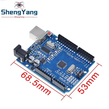 ShengYang Starter Kit for arduino Uno R3 - комплект от 5 теми: свързващи тел макетной заплата Uno R3 USB кабел и конектор за батерия 9V