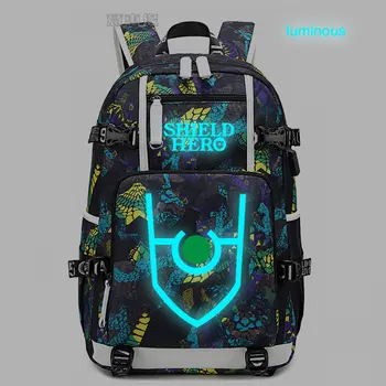 The Rising of the Shield Hero bag светещи пътни чанти за лаптоп USB зареждане раница Тейт no Yuusha no Nariagari Оксфордския раница