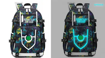 The Rising of the Shield Hero bag светещи пътни чанти за лаптоп USB зареждане раница Тейт no Yuusha no Nariagari Оксфордския раница