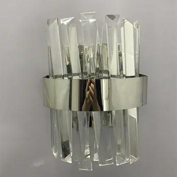 Модерни led кристални стенни аплици висококачествени хромирани стенни лампи за спалня нощна лампа на таблата ескалатори осветителни тела