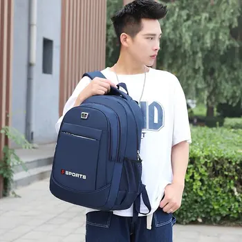 Лек плат Оксфорд водоустойчив Мъжки раница ежедневни бизнес чанта за лаптоп тийнейджър студент училищна чанта, мъжка спортна раница black