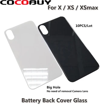 Novecel високо качество на 10 бр. / лот голям отвор на задната част на кутията на батерията стъкло за iPhone X XS XSMax задната врата смяна на части на корпуса