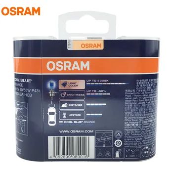 OSRAM H4 12V 60/55W 5000K 62193CBA COOL BLUE Advance ксенонова Мега Бяла халогенна лампа автомобилна фаровете Hi/lo лъч 50% повече светлина 2 елемента
