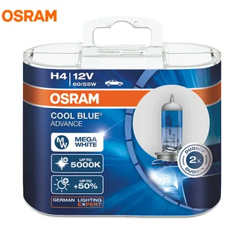 OSRAM H4 12V 60/55W 5000K 62193CBA COOL BLUE Advance ксенонова Мега Бяла халогенна лампа автомобилна фаровете Hi/lo лъч 50% повече светлина 2 елемента