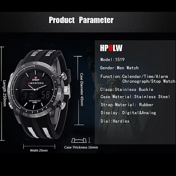 Най-добрата марка на луксозни военен HPOLW спортни часовници мъжки гмуркане, къмпинг цифрова led водоустойчиви мъжки часовници relogio masculino montre