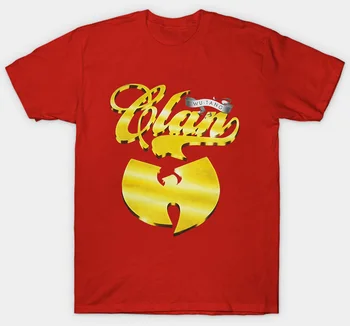 Wu Tang Clan Gold Clan Лого Черна Тениска Новият Официален Хип - Хоп Рап Wutang