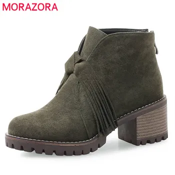 MORAZORA 2020 нови ботильоны за жени през цялата чорап стадо есен зима ботуши с цип модни ботуши на платформа високи токчета на обувки