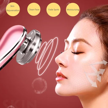 EMS Face Lifting Beauty Home Machine Лицето Massager Galvanic Ion +/- Skin Cleansing Device LED Light Photon Skin Rejuvenation